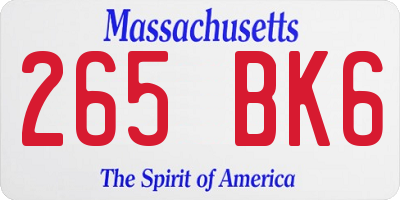 MA license plate 265BK6