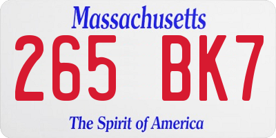 MA license plate 265BK7