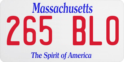 MA license plate 265BL0