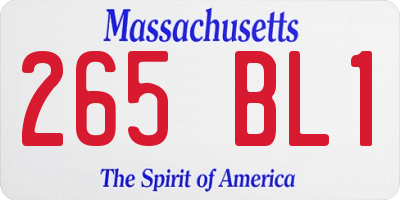 MA license plate 265BL1