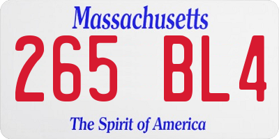 MA license plate 265BL4