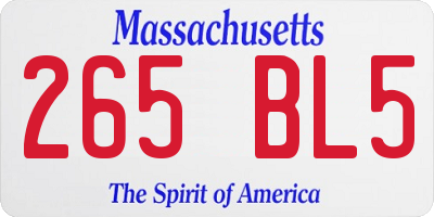 MA license plate 265BL5