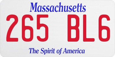 MA license plate 265BL6