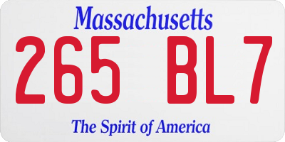 MA license plate 265BL7