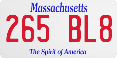 MA license plate 265BL8