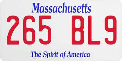 MA license plate 265BL9
