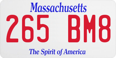 MA license plate 265BM8