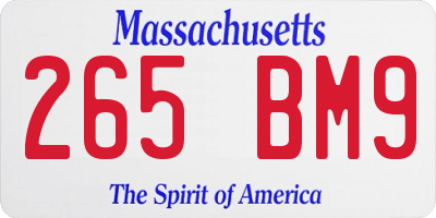 MA license plate 265BM9