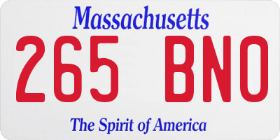 MA license plate 265BN0