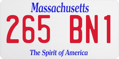 MA license plate 265BN1