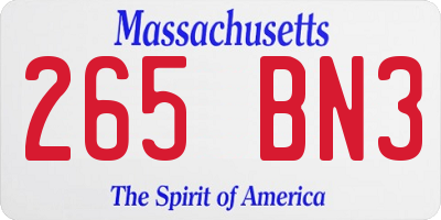 MA license plate 265BN3