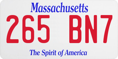MA license plate 265BN7