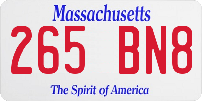 MA license plate 265BN8