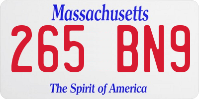 MA license plate 265BN9
