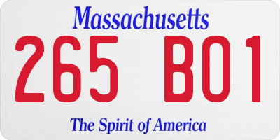 MA license plate 265BO1