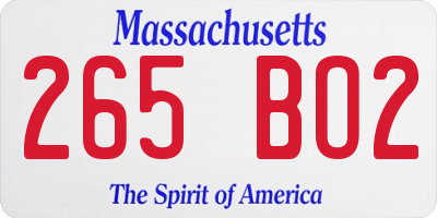 MA license plate 265BO2