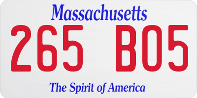 MA license plate 265BO5
