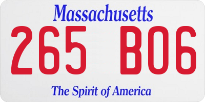 MA license plate 265BO6