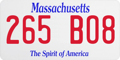 MA license plate 265BO8