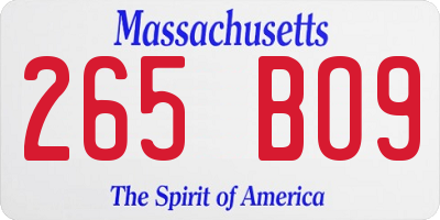 MA license plate 265BO9