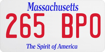 MA license plate 265BP0