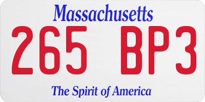 MA license plate 265BP3
