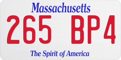 MA license plate 265BP4