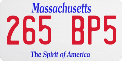 MA license plate 265BP5