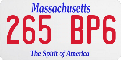 MA license plate 265BP6