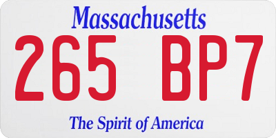 MA license plate 265BP7