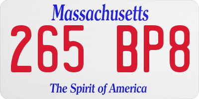 MA license plate 265BP8