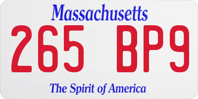 MA license plate 265BP9