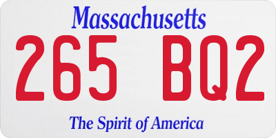 MA license plate 265BQ2