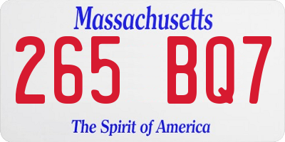 MA license plate 265BQ7