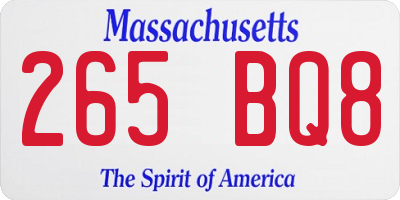 MA license plate 265BQ8