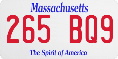 MA license plate 265BQ9