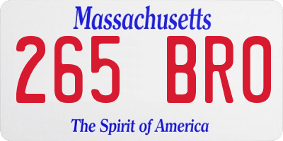 MA license plate 265BR0