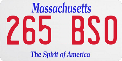 MA license plate 265BS0
