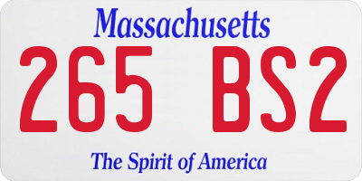 MA license plate 265BS2