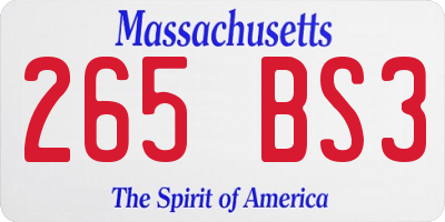 MA license plate 265BS3