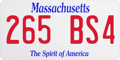 MA license plate 265BS4