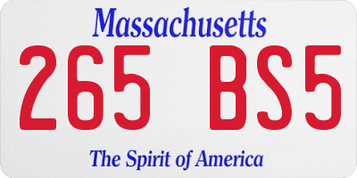 MA license plate 265BS5