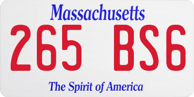 MA license plate 265BS6
