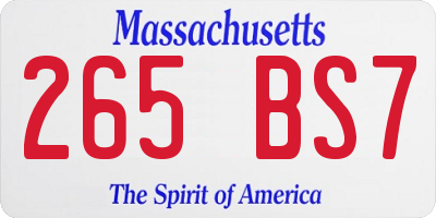 MA license plate 265BS7