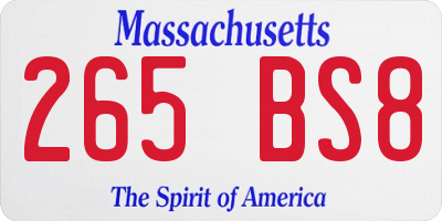 MA license plate 265BS8