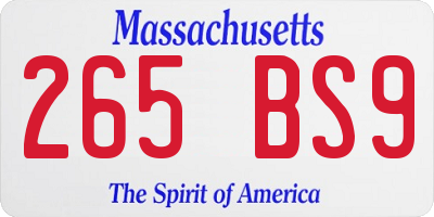 MA license plate 265BS9