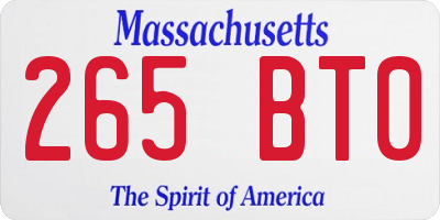 MA license plate 265BT0
