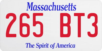MA license plate 265BT3