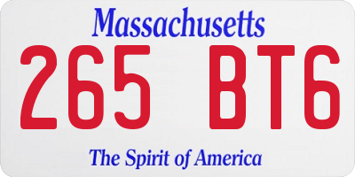 MA license plate 265BT6