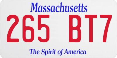 MA license plate 265BT7